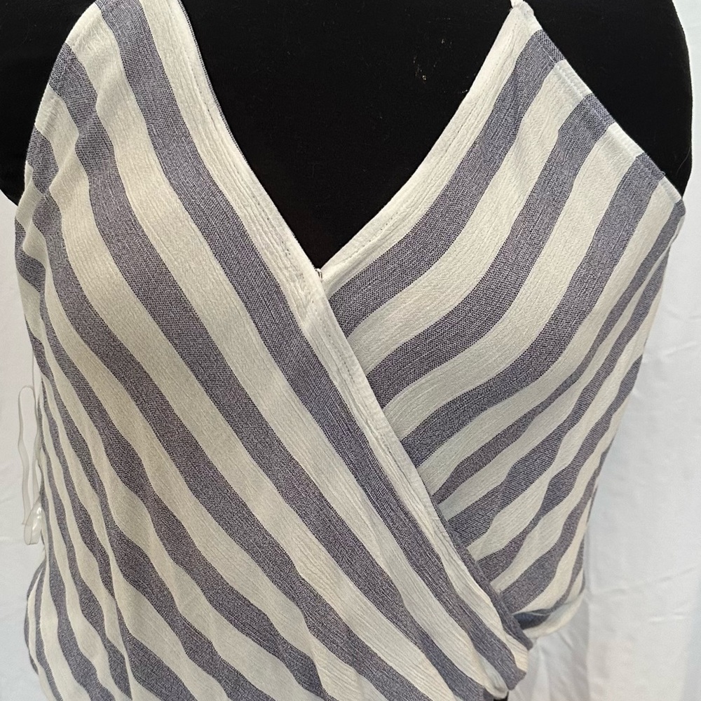 White and blue crossover summer top